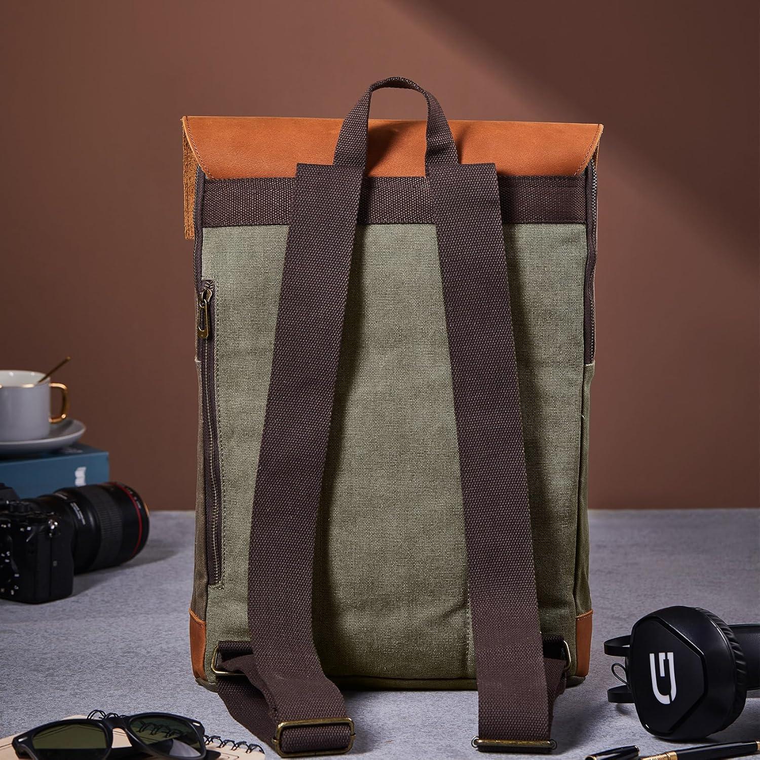 Mochila de Lona Impermeable Vintage BTBP011 para Laptop 15.6"