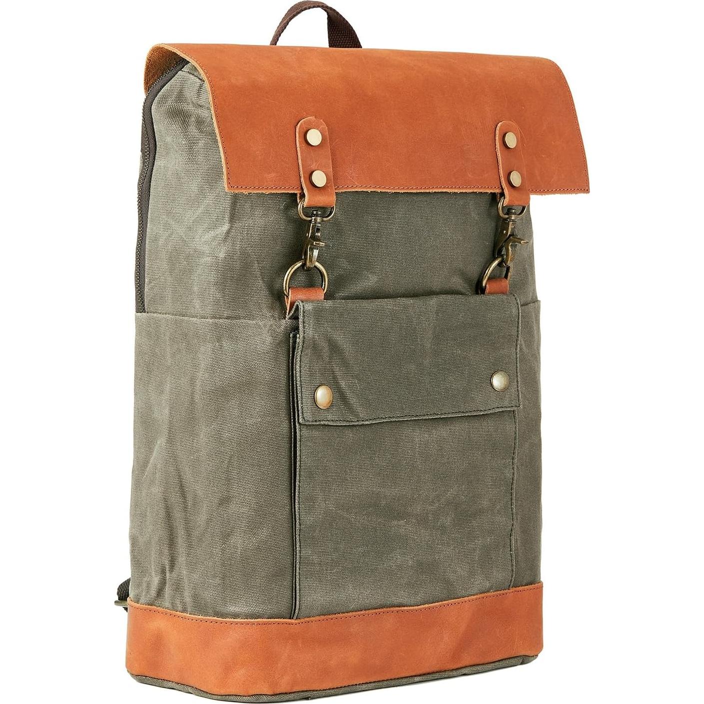 Mochila de Lona Impermeable Vintage BTBP011 para Laptop 15.6"