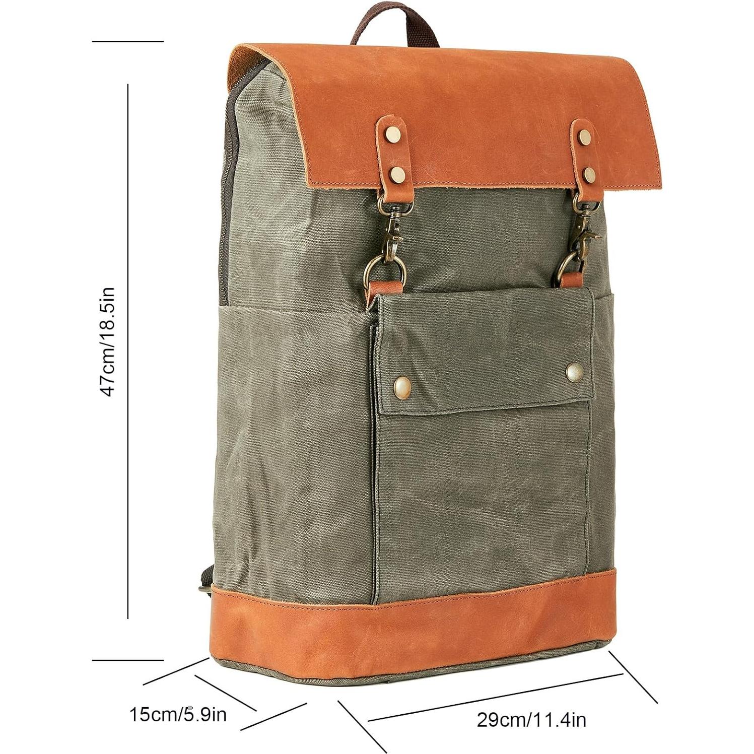 Mochila de Lona Impermeable Vintage BTBP011 para Laptop 15.6"