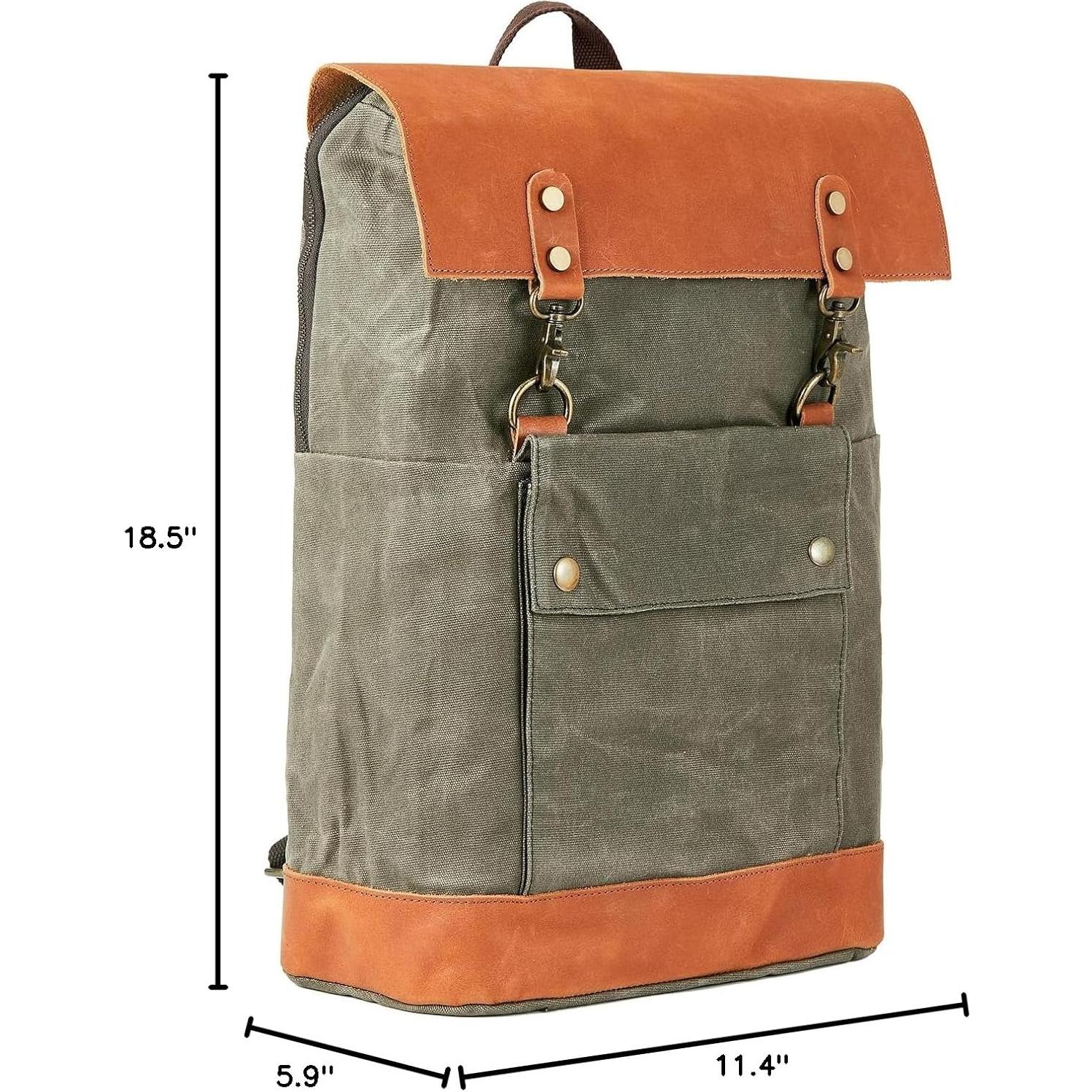 Mochila de Lona Impermeable Vintage BTBP011 para Laptop 15.6"