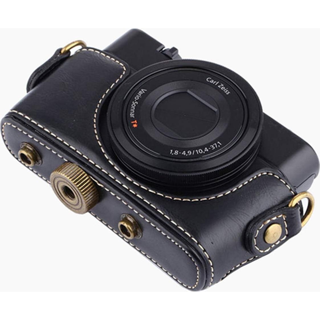 Funda de cámara de cuero PU para Sony RX100 M3 M5 con correa