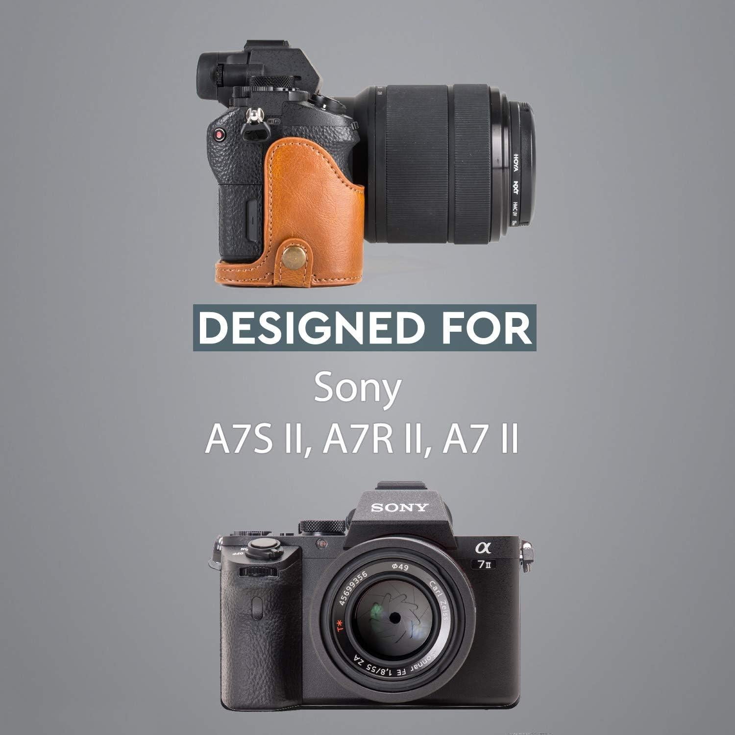 Funda de Cuero MegaGear para Sony Alpha A7S II, A7R II, A7 II - Marrón Claro