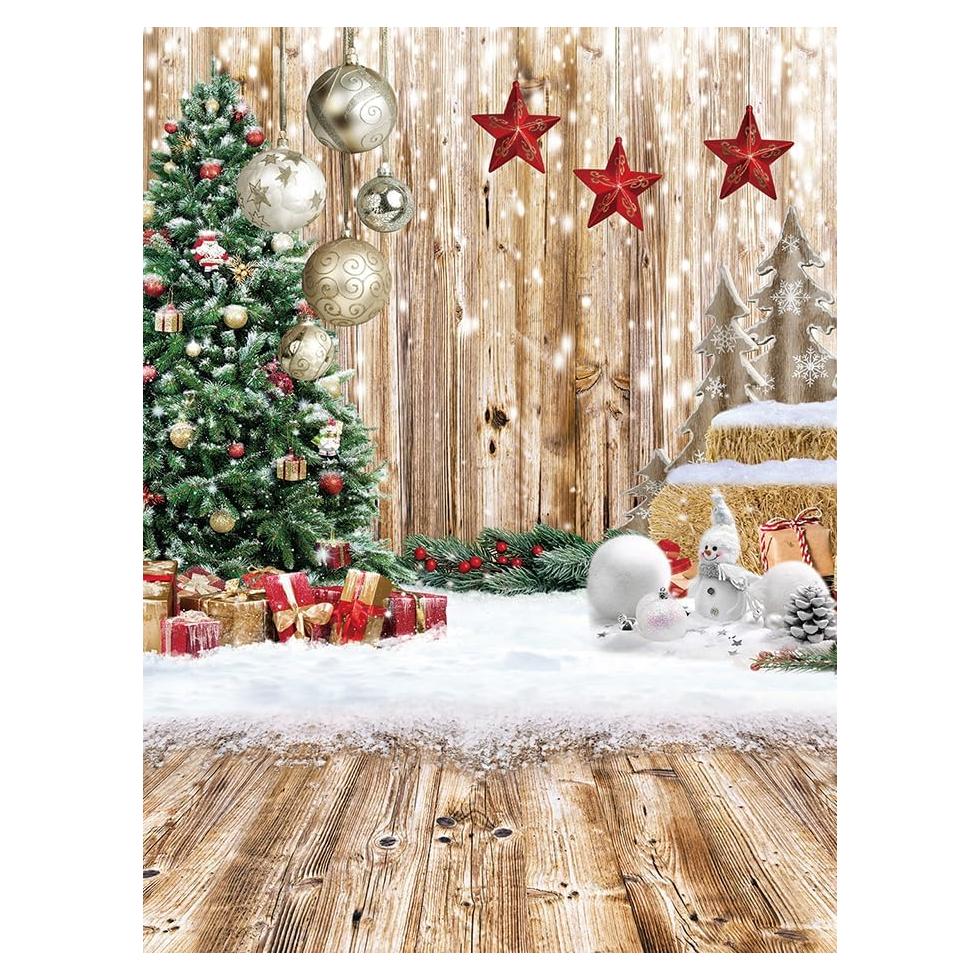 Fondo de Fotografía Navidad CYLYH 3.05x2.44m Madera Vintage