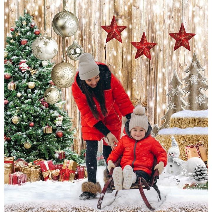 Fondo de Fotografía Navidad CYLYH 3.05x2.44m Madera Vintage