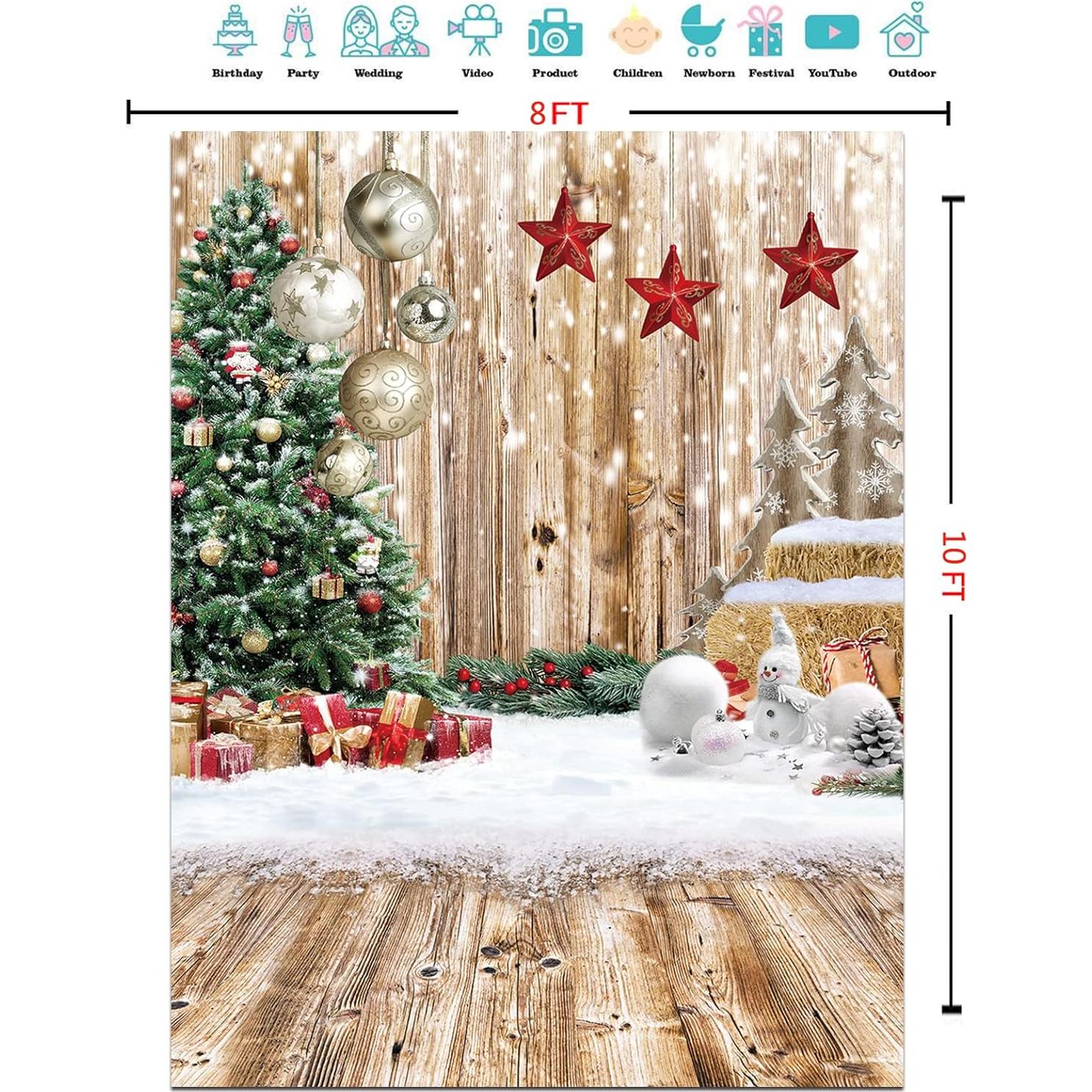 Fondo de Fotografía Navidad CYLYH 3.05x2.44m Madera Vintage