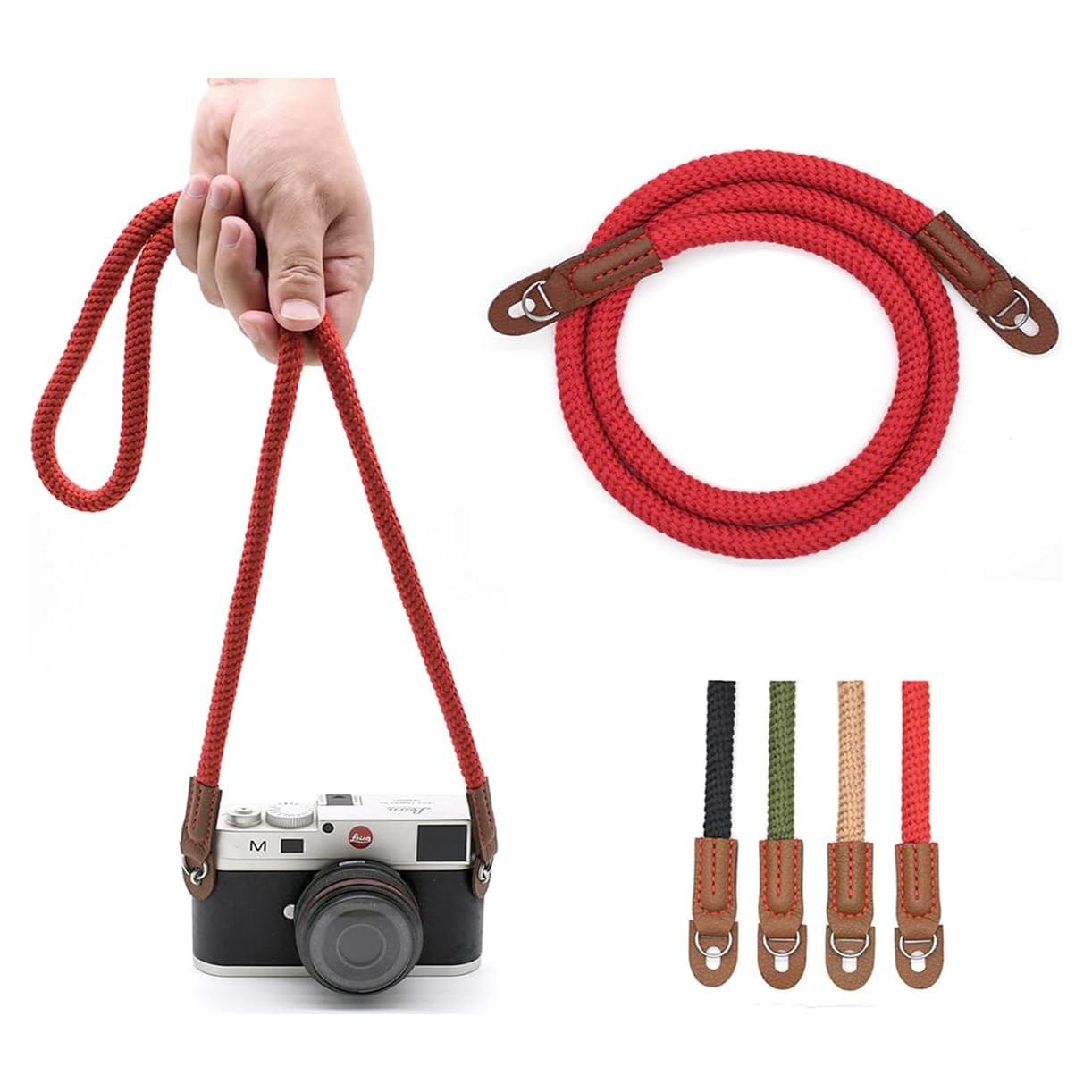 Correa de cámara de algodón suave 100cm Rojo para DSLR