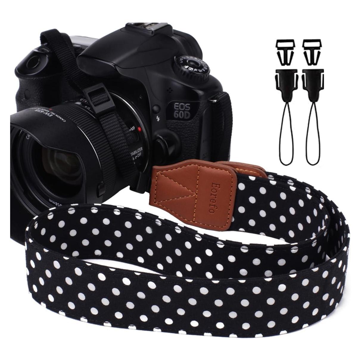 Correa de cámara Eorefo universal negra para DSLR y sin espejo