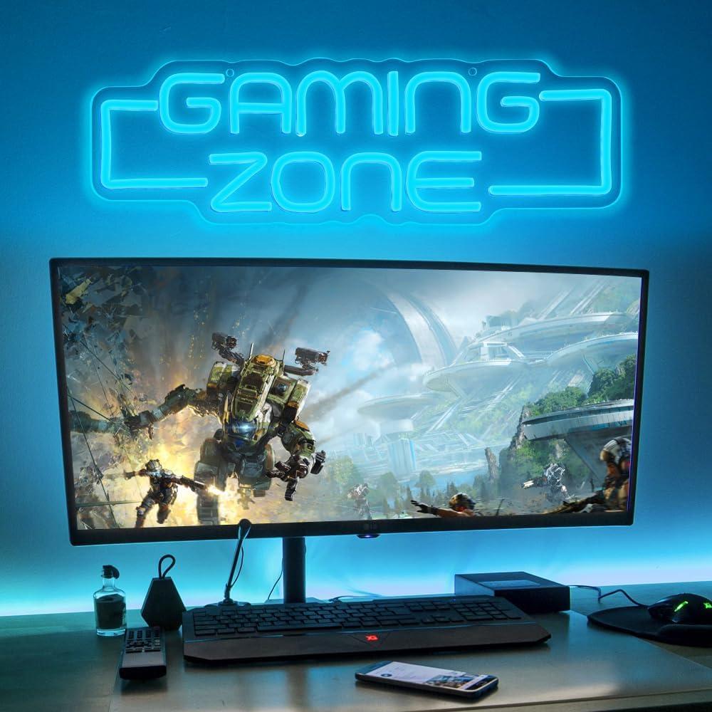 Cartel de Neón LED Zona de Juegos RuCvixkt 42.5x14cm