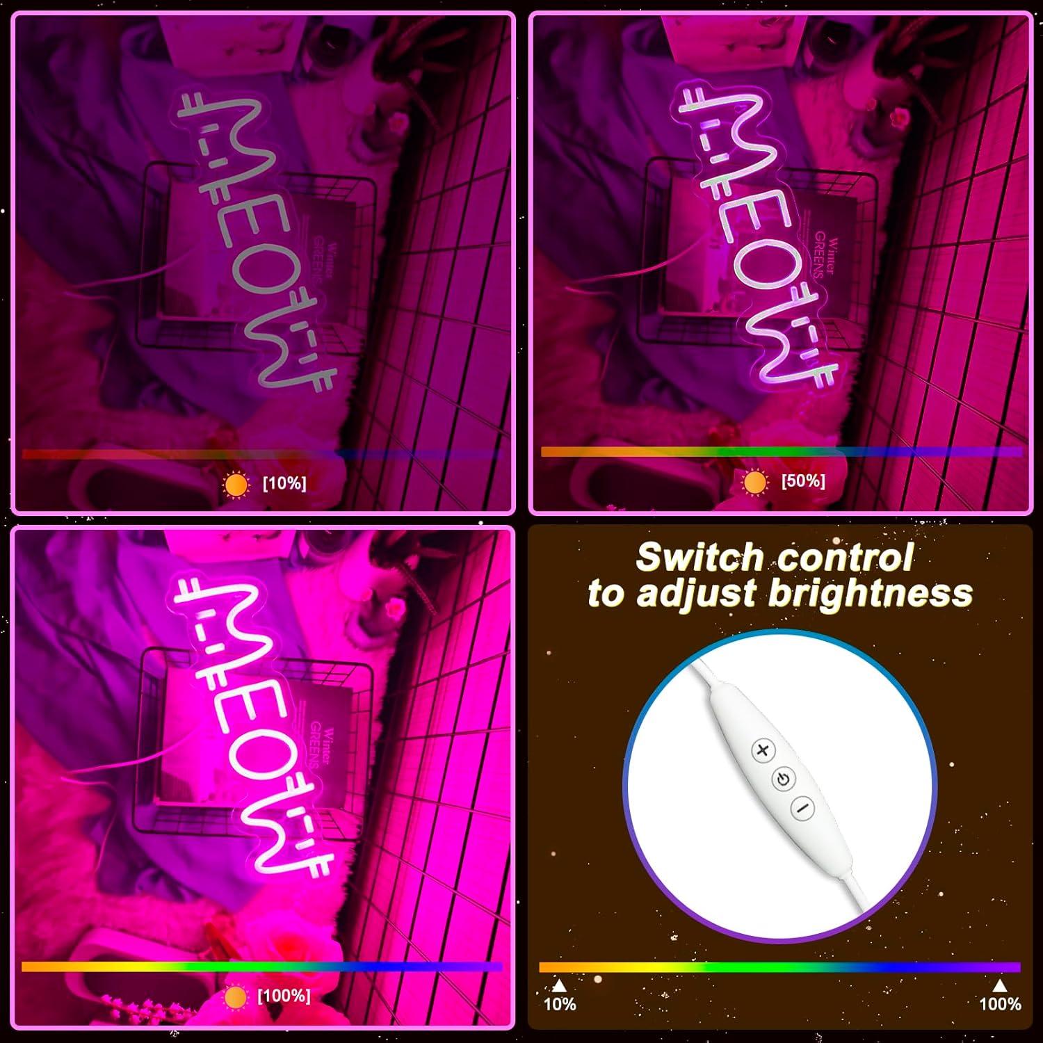 Letrero Neón Rosa Gato IMEGINA LED 39.9 x 12 cm Decoración