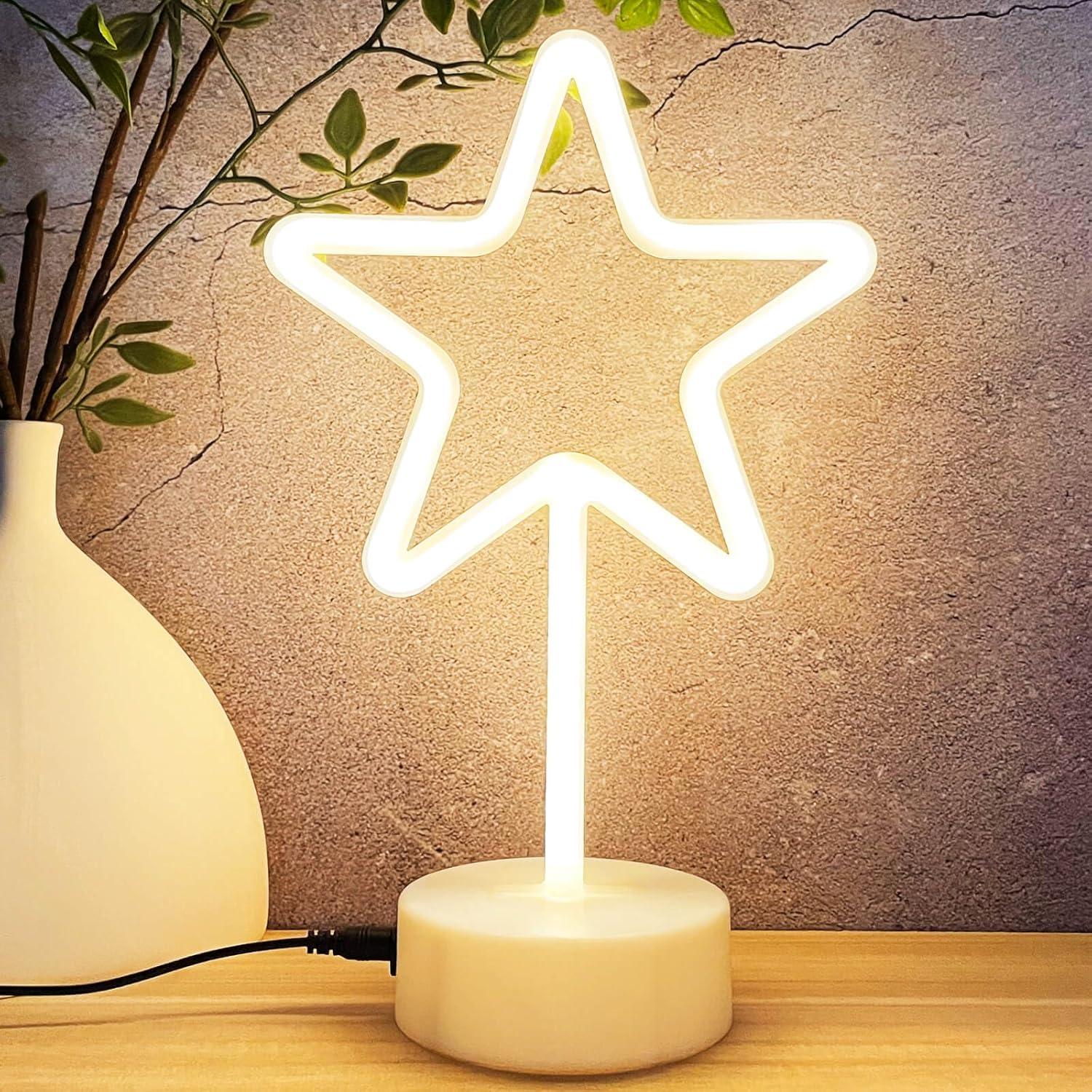 Luz de Neón Estrella HOHOSIGN LED Mesa USB Batería Blanca Cálida