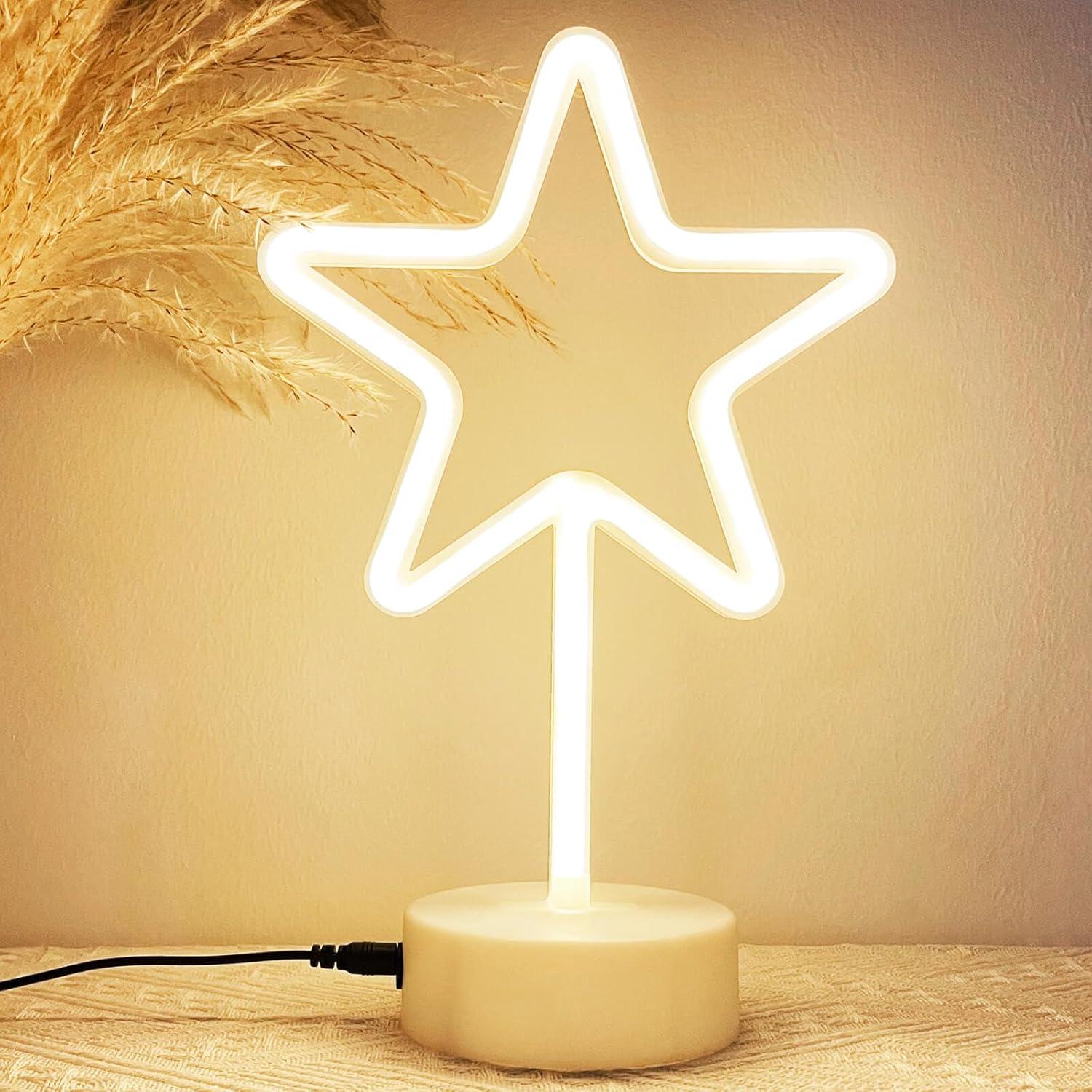 Luz de Neón Estrella HOHOSIGN LED Mesa USB Batería Blanca Cálida
