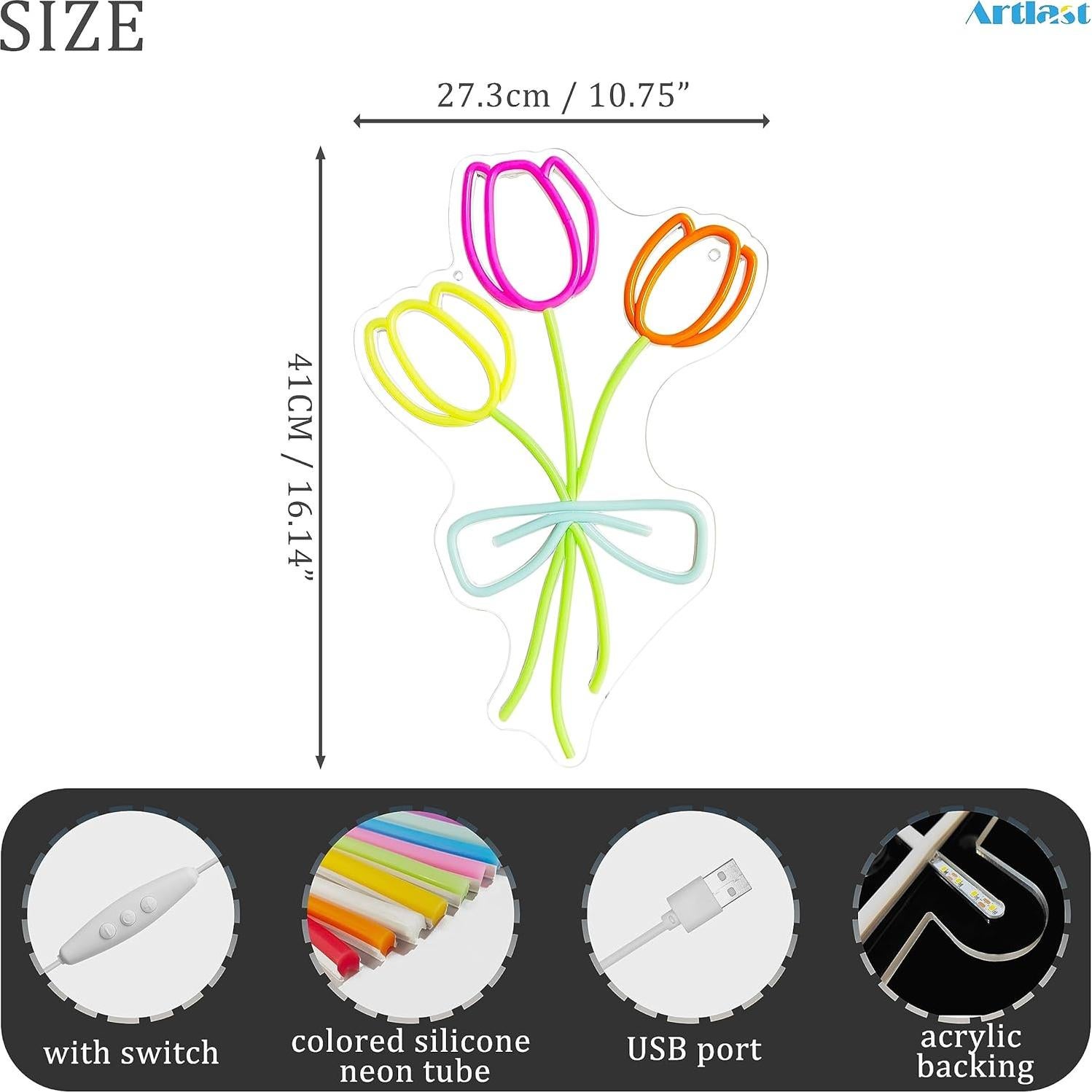 Lámpara LED de Neón Tulipán Artlast 40.96x27.31cm Regulable