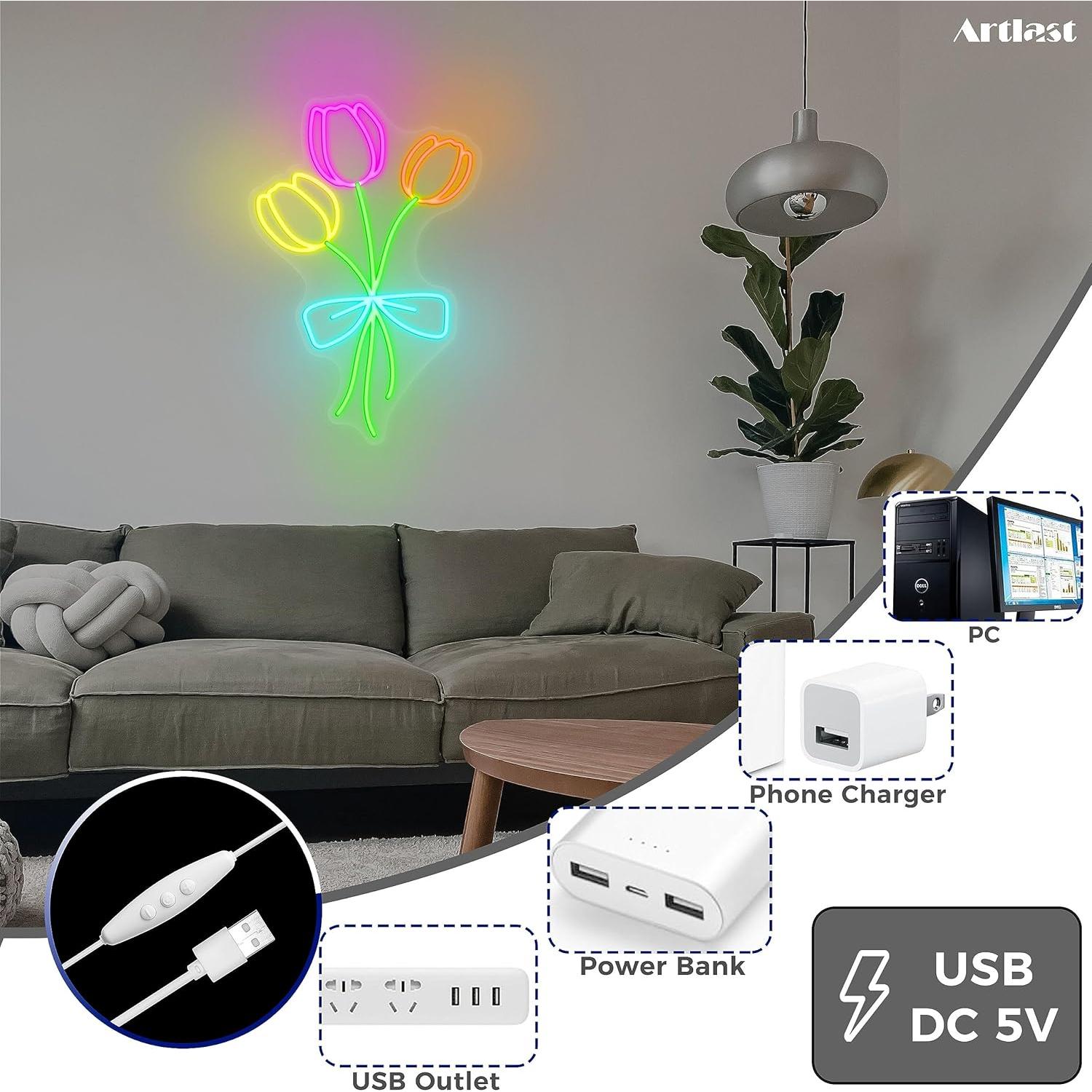 Lámpara LED de Neón Tulipán Artlast 40.96x27.31cm Regulable