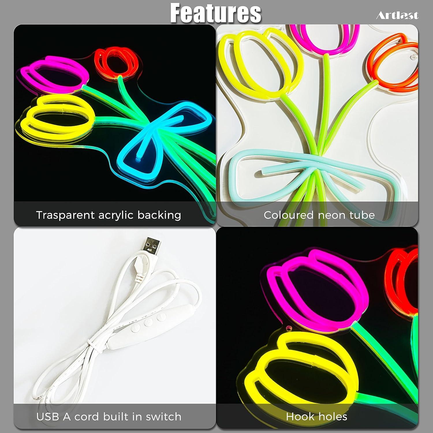 Lámpara LED de Neón Tulipán Artlast 40.96x27.31cm Regulable