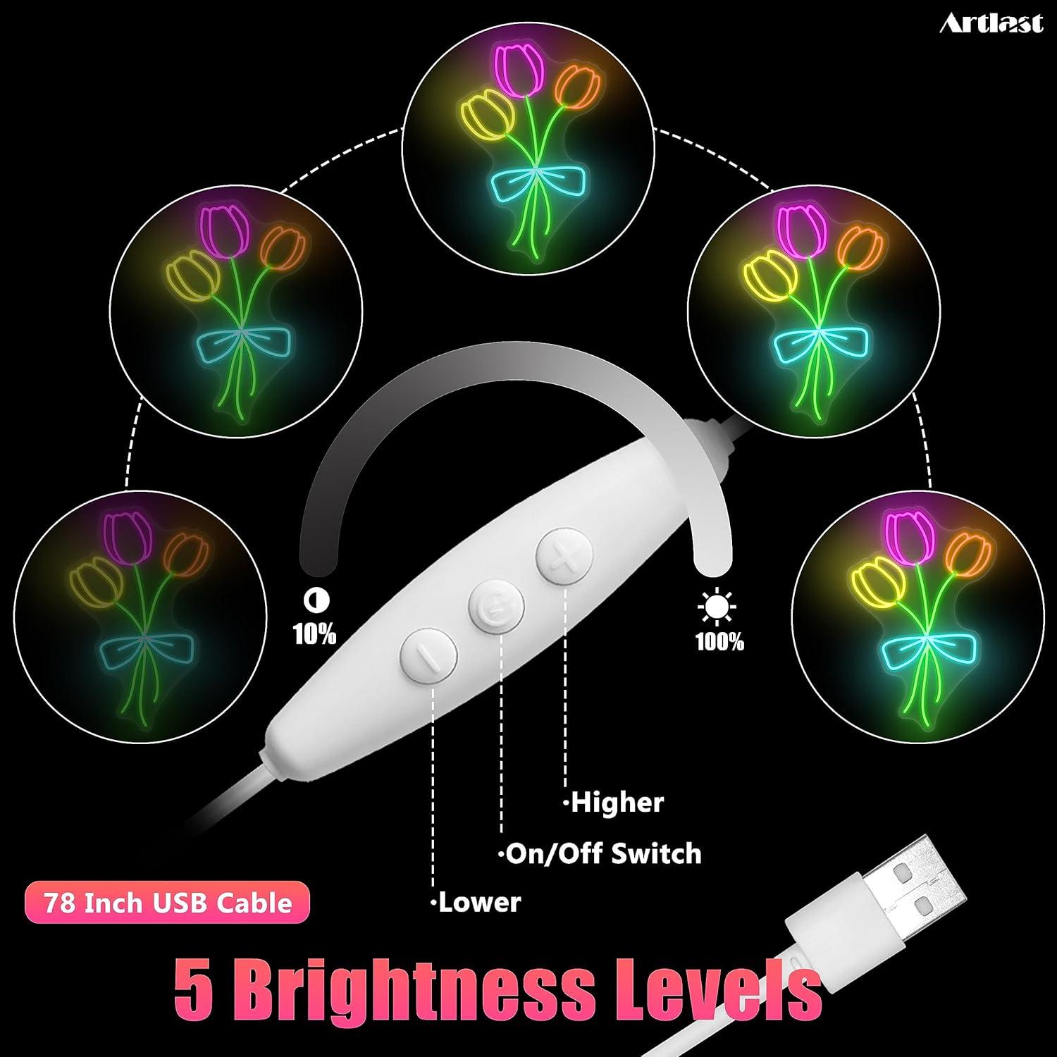 Lámpara LED de Neón Tulipán Artlast 40.96x27.31cm Regulable