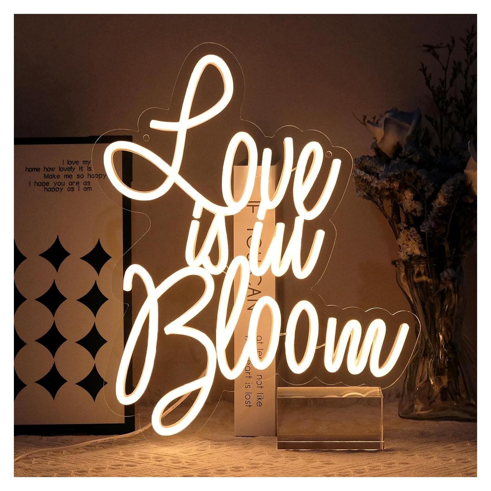 Letrero de Neón LED Virlusy 'El Amor Está en Flor' 38.5x32.5cm