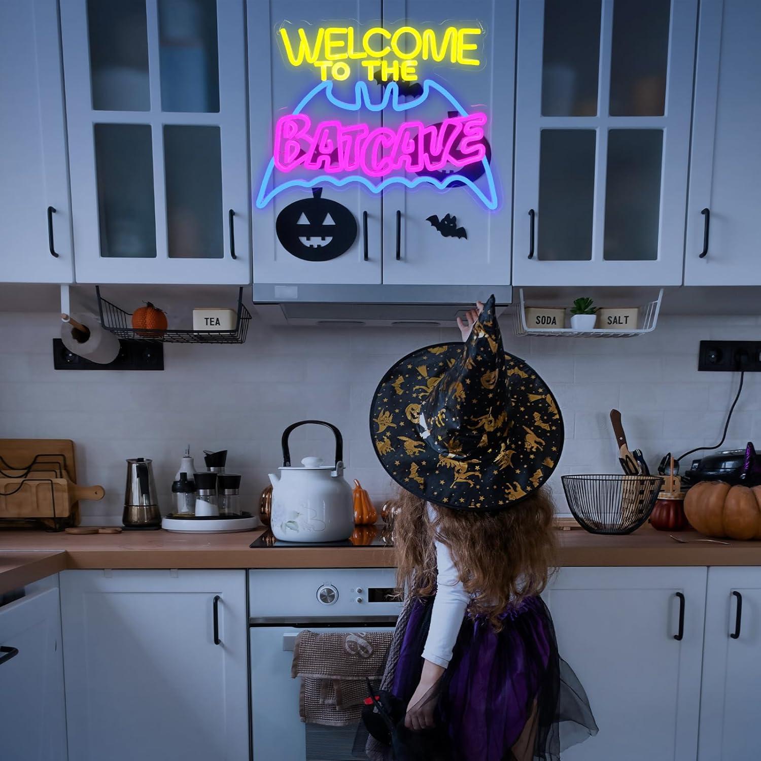 Letrero Neón de Cueva de Murciélago Jesalah 32x42cm LED USB