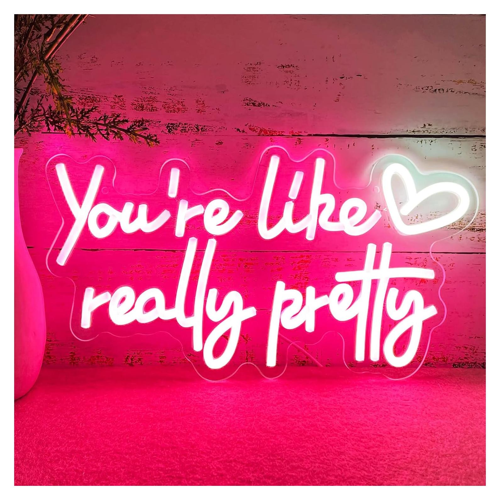 Letrero de Neón Rosa KUUNEON Eres Como Realmente Bonita 40x20 cm