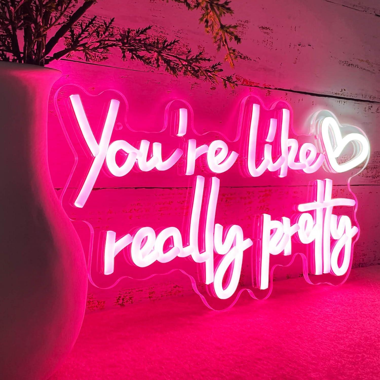 Letrero de Neón Rosa KUUNEON Eres Como Realmente Bonita 40x20 cm