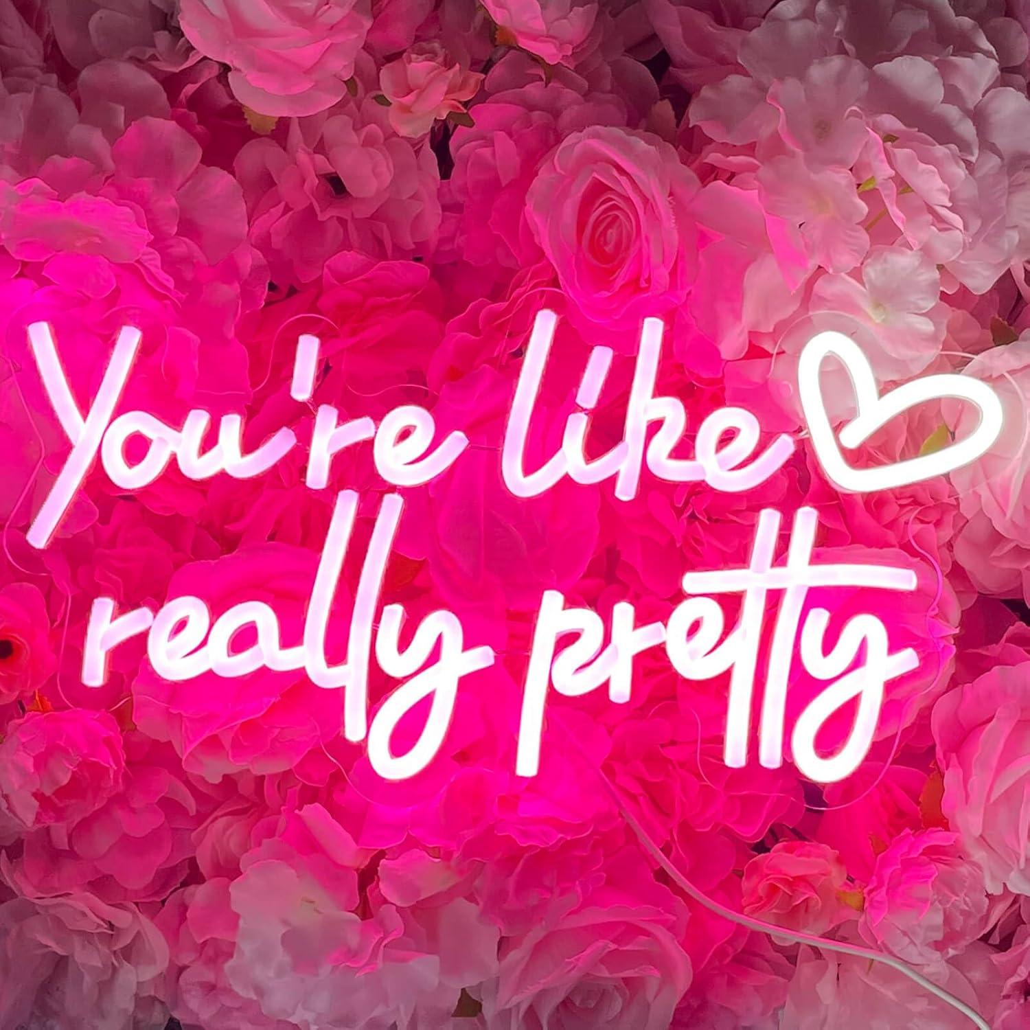 Letrero de Neón Rosa KUUNEON Eres Como Realmente Bonita 40x20 cm