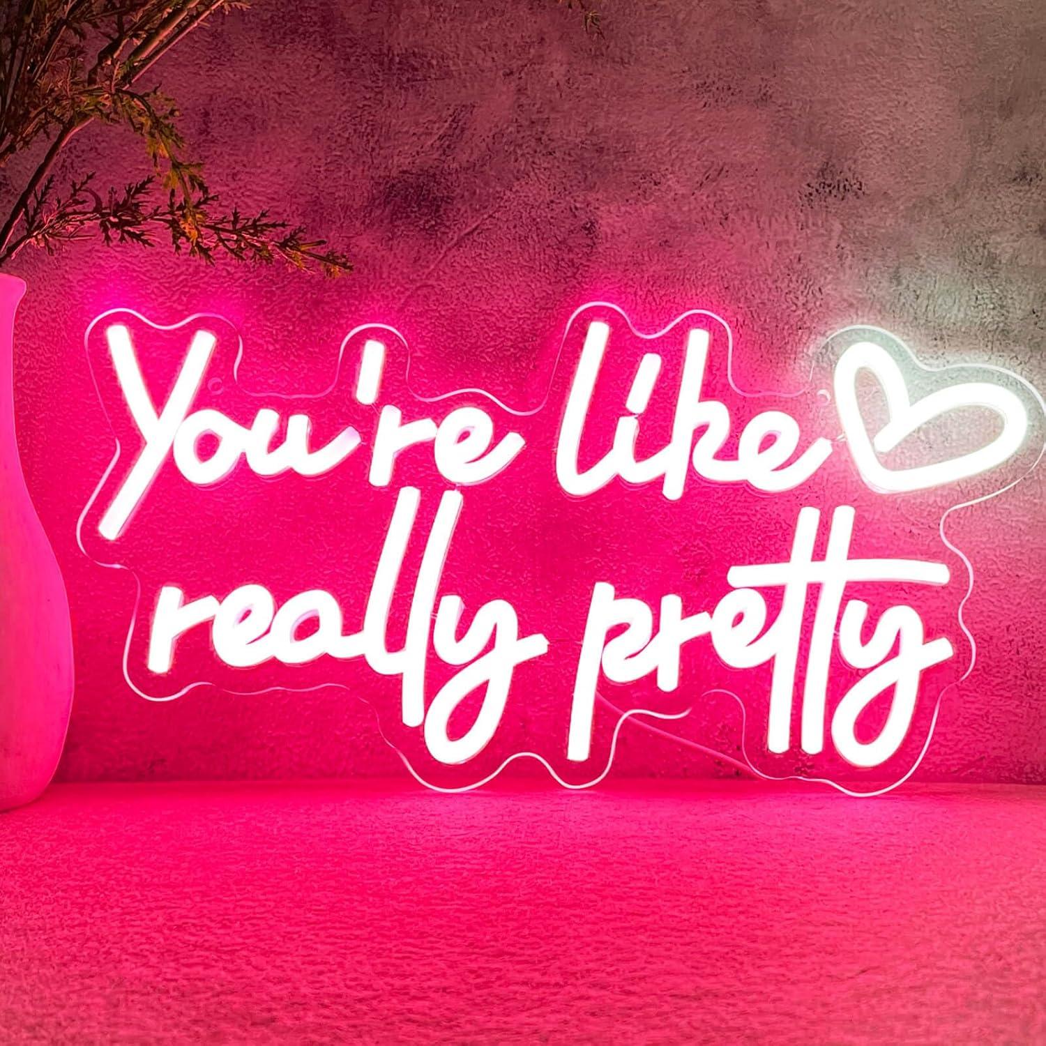 Letrero de Neón Rosa KUUNEON Eres Como Realmente Bonita 40x20 cm