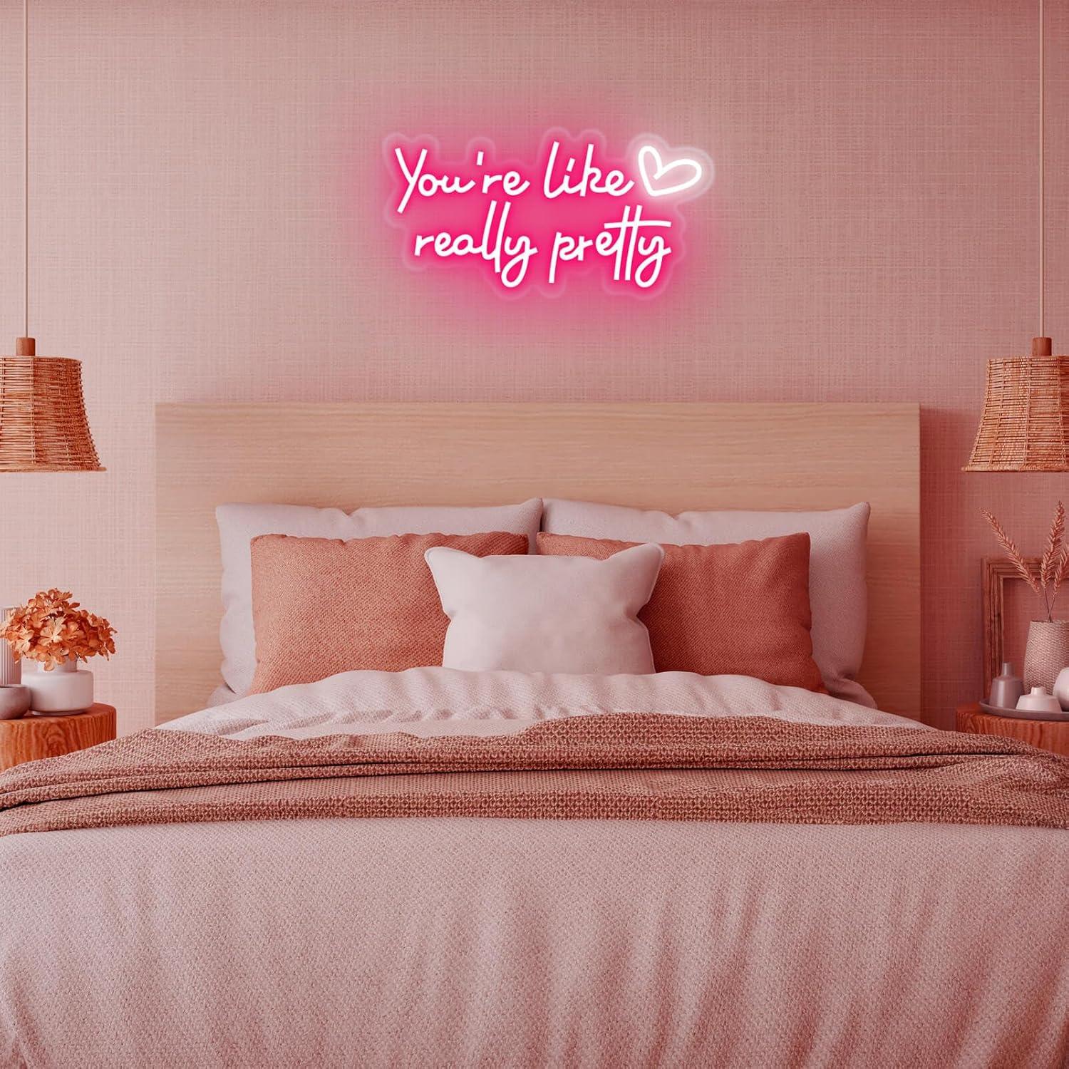 Letrero de Neón Rosa KUUNEON Eres Como Realmente Bonita 40x20 cm