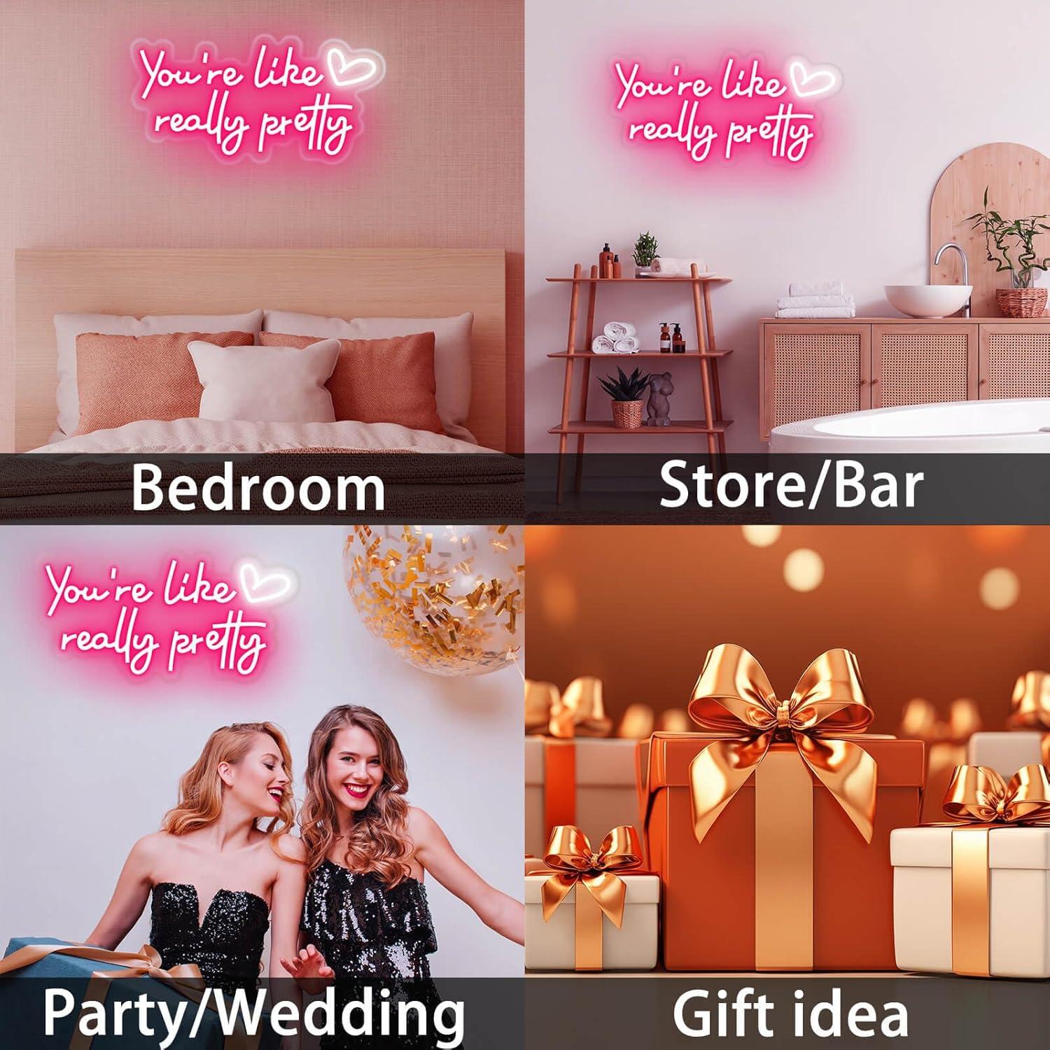 Letrero de Neón Rosa KUUNEON Eres Como Realmente Bonita 40x20 cm