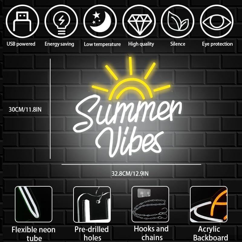 Cartel de Neón LED Vibras de Verano CHANNEON 32.8x30cm