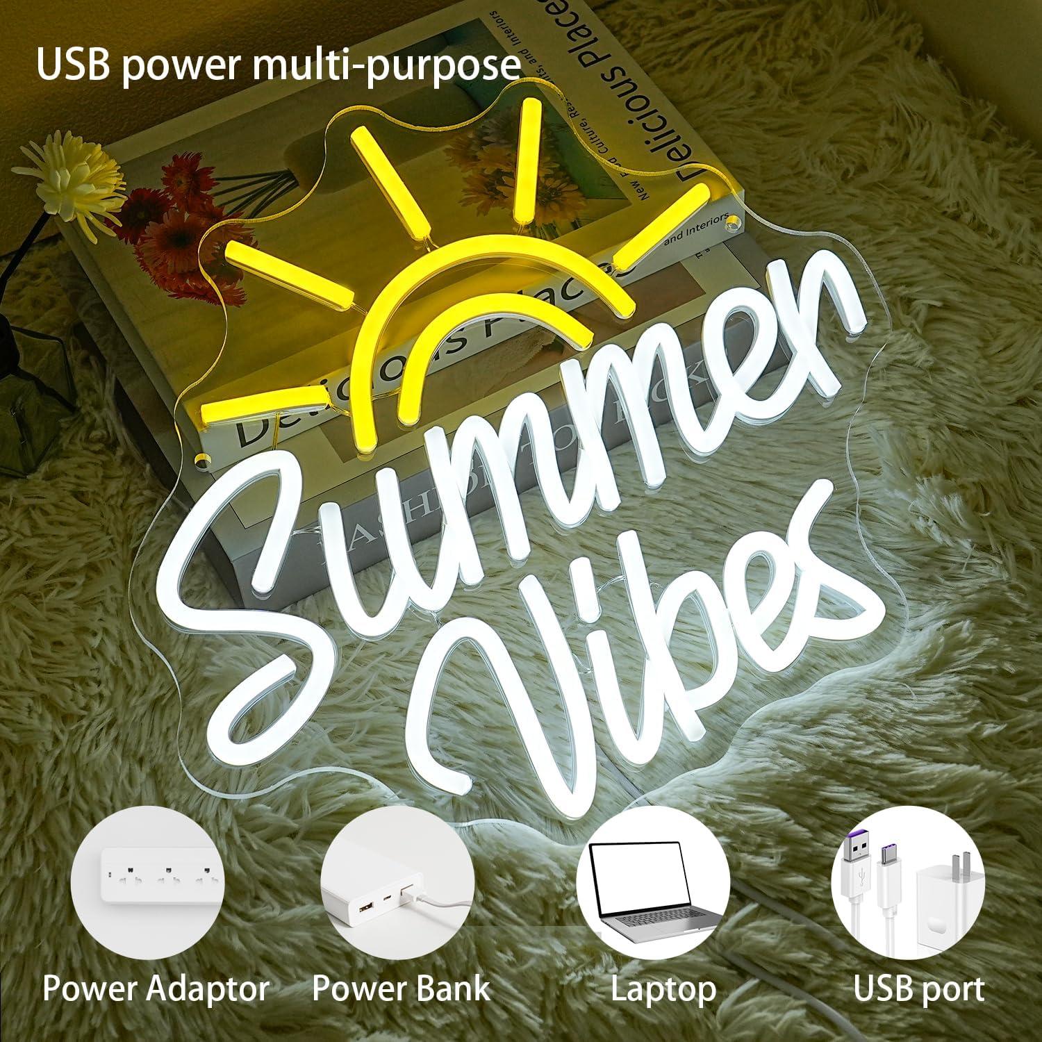 Cartel de Neón LED Vibras de Verano CHANNEON 32.8x30cm