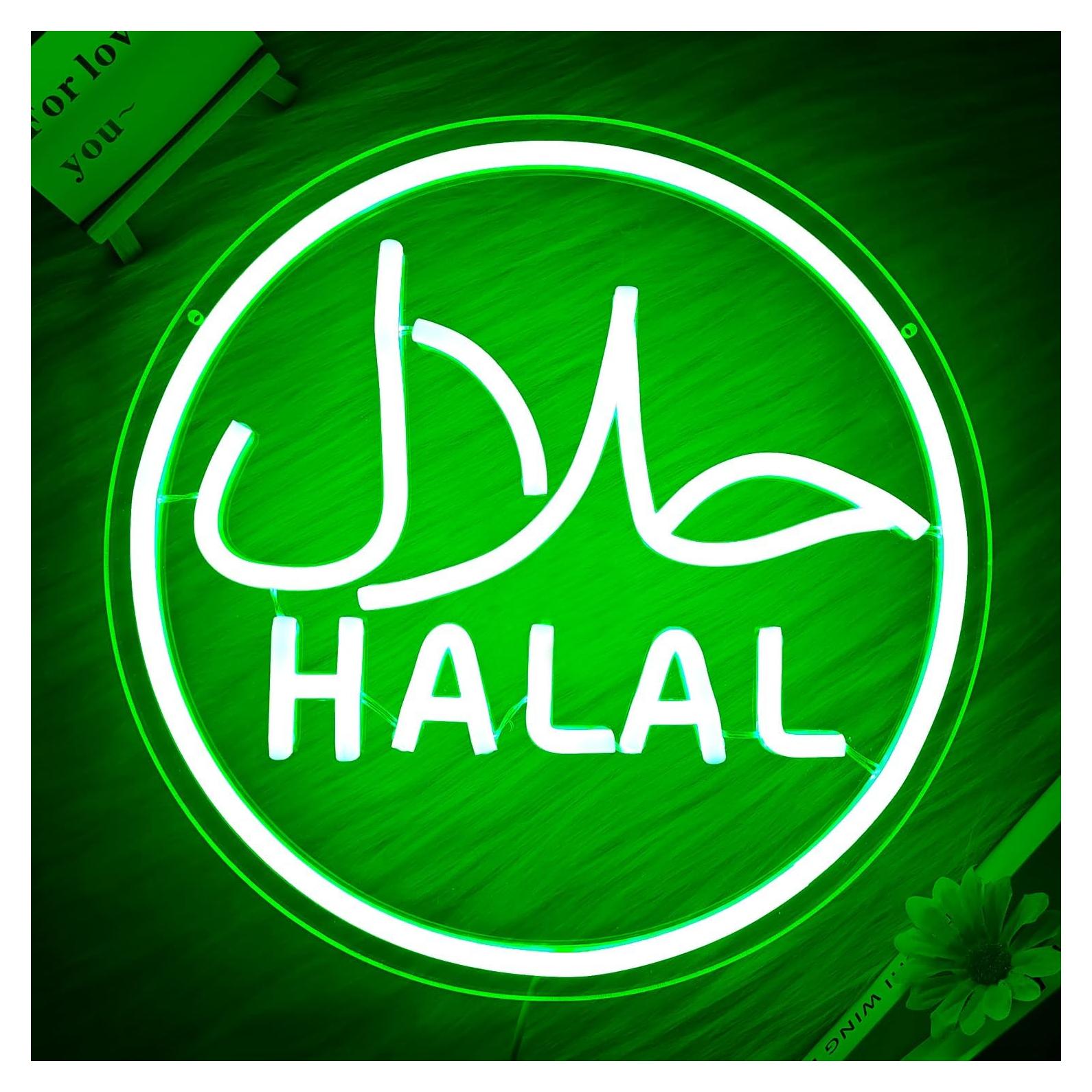 Cartel de Neón LED Halal Verde YvuYamg 24x8cm Regulable