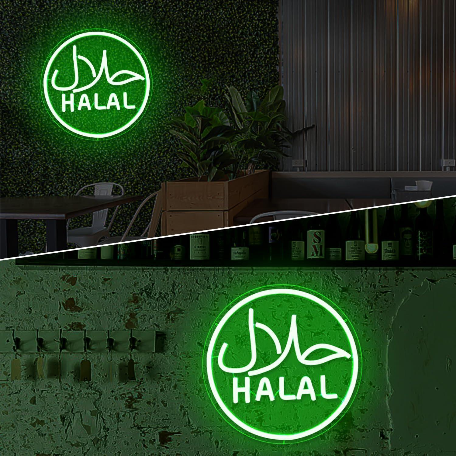 Cartel de Neón LED Halal Verde YvuYamg 24x8cm Regulable