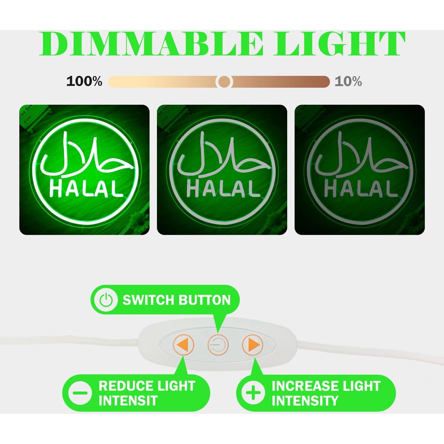 Cartel de Neón LED Halal Verde YvuYamg 24x8cm Regulable