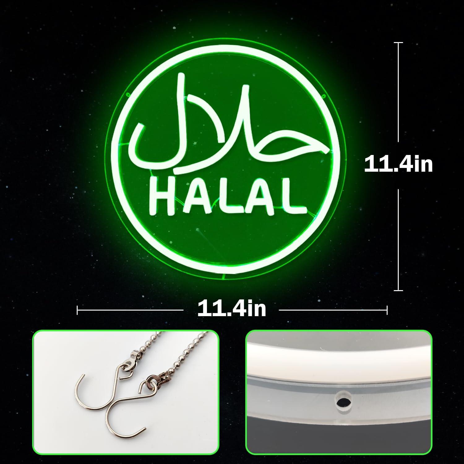 Cartel de Neón LED Halal Verde YvuYamg 24x8cm Regulable