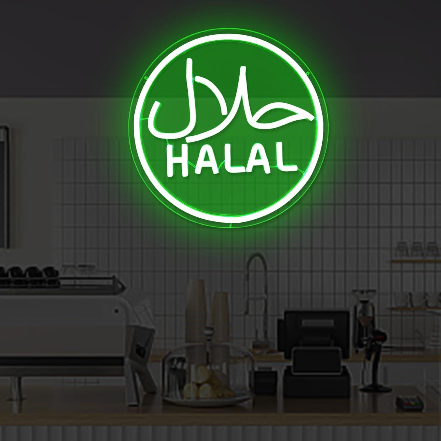 Cartel de Neón LED Halal Verde YvuYamg 24x8cm Regulable