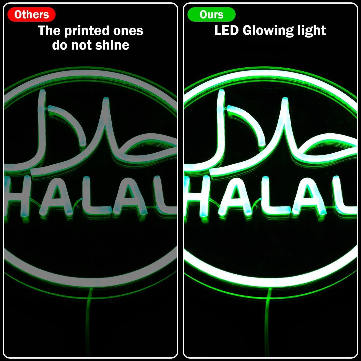 Cartel de Neón LED Halal Verde YvuYamg 24x8cm Regulable