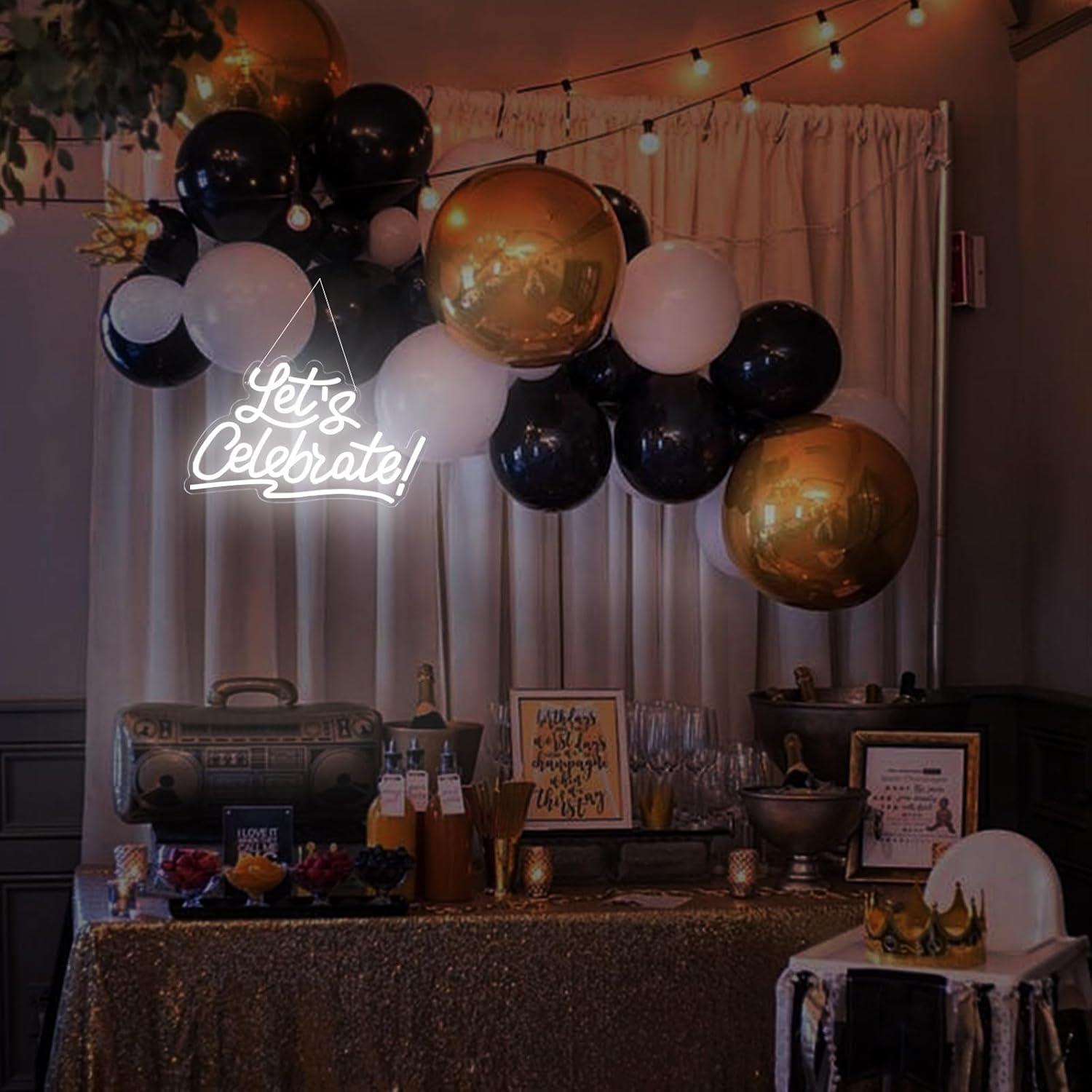 Letrero de Neón LED Regulable Vamos a Celebrar 40.9x25.4cm