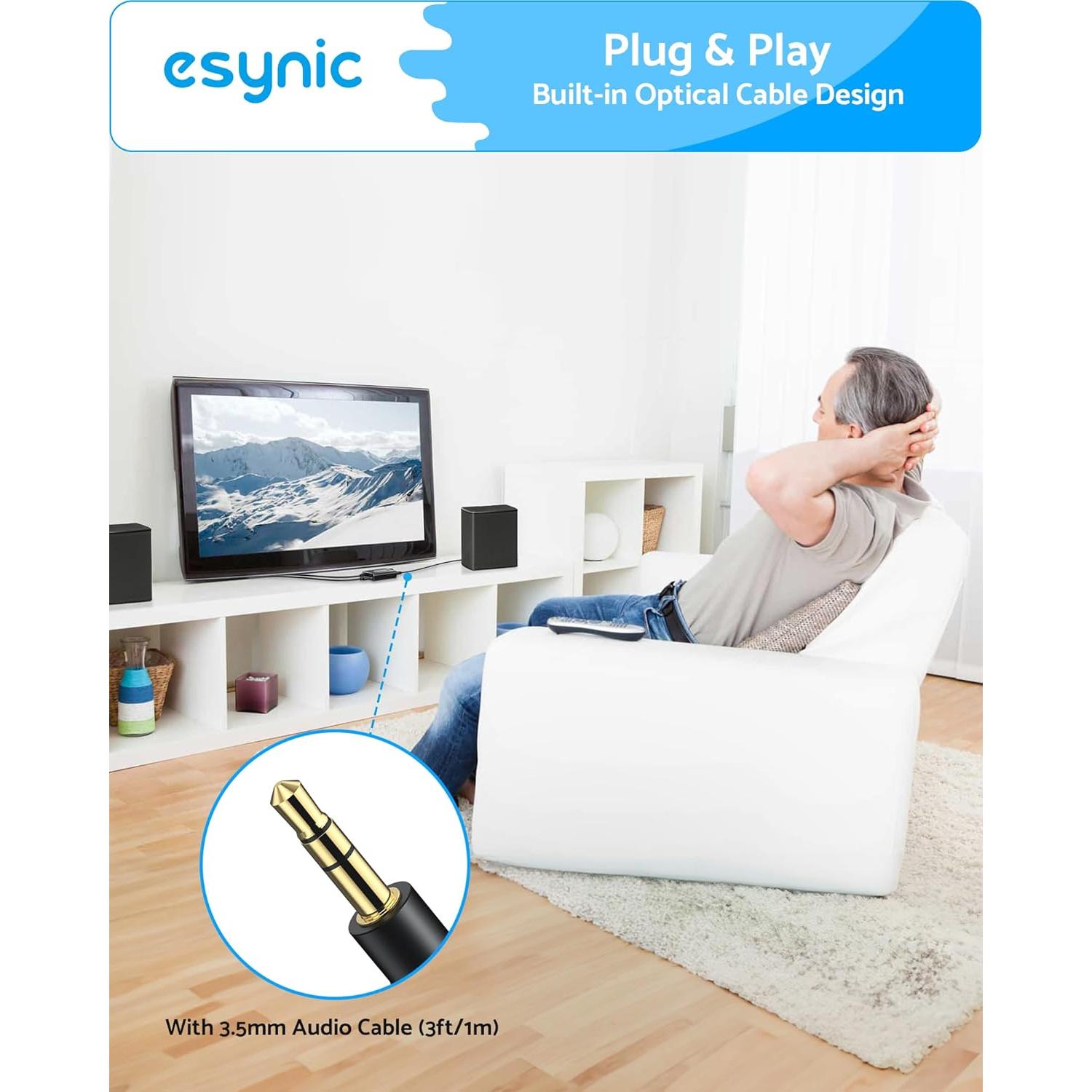 Adaptador Óptico a 3.5mm eSynic 192kHz Plug & Play