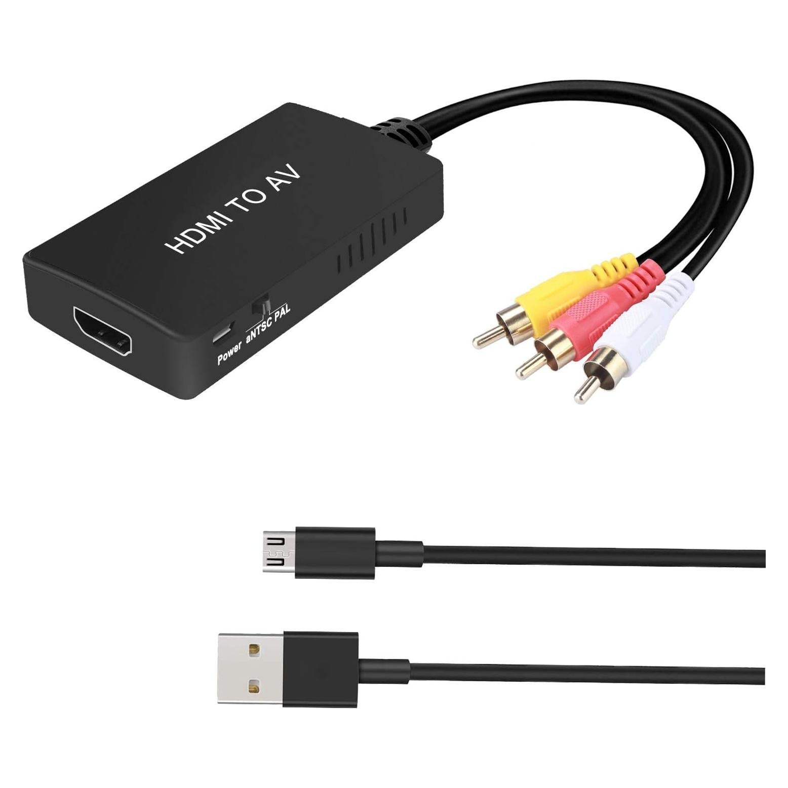 Convertidor HDMI a RCA TaiHuai, Adaptador AV 3RCA Soporta PAL/NTSC
