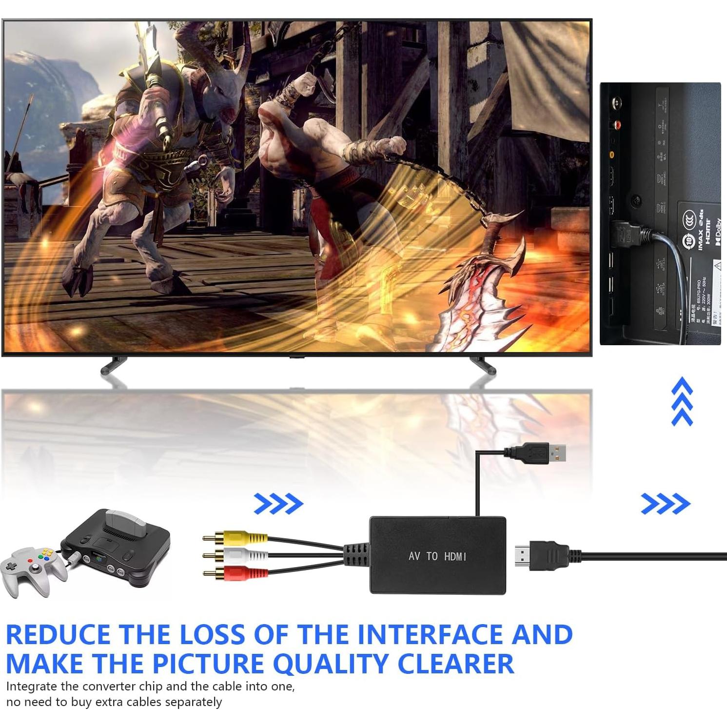 Convertidor RCA a HDMI Pasow 1080P - Adaptador AV para TV