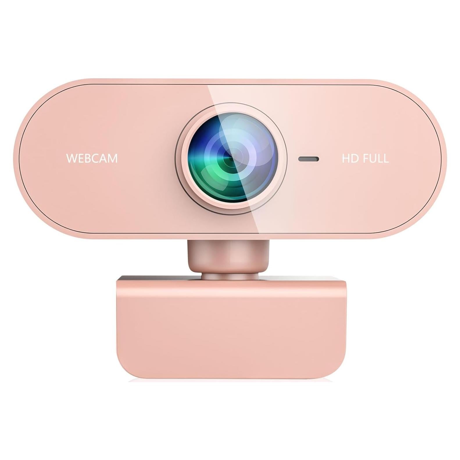 Cámara Web QMKKX 1080P Rosa con Micrófono para PC