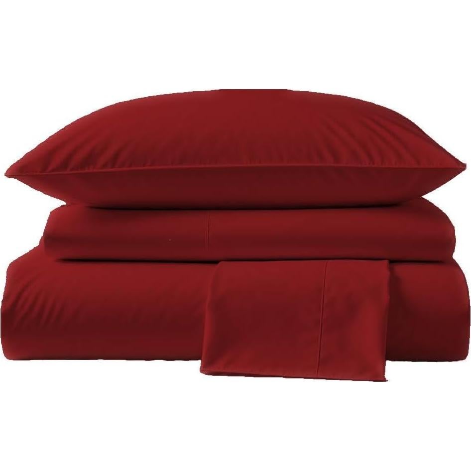 Juego de Sábanas Individual Peru Pima 3 Piezas 100% Algodón Burdeos
