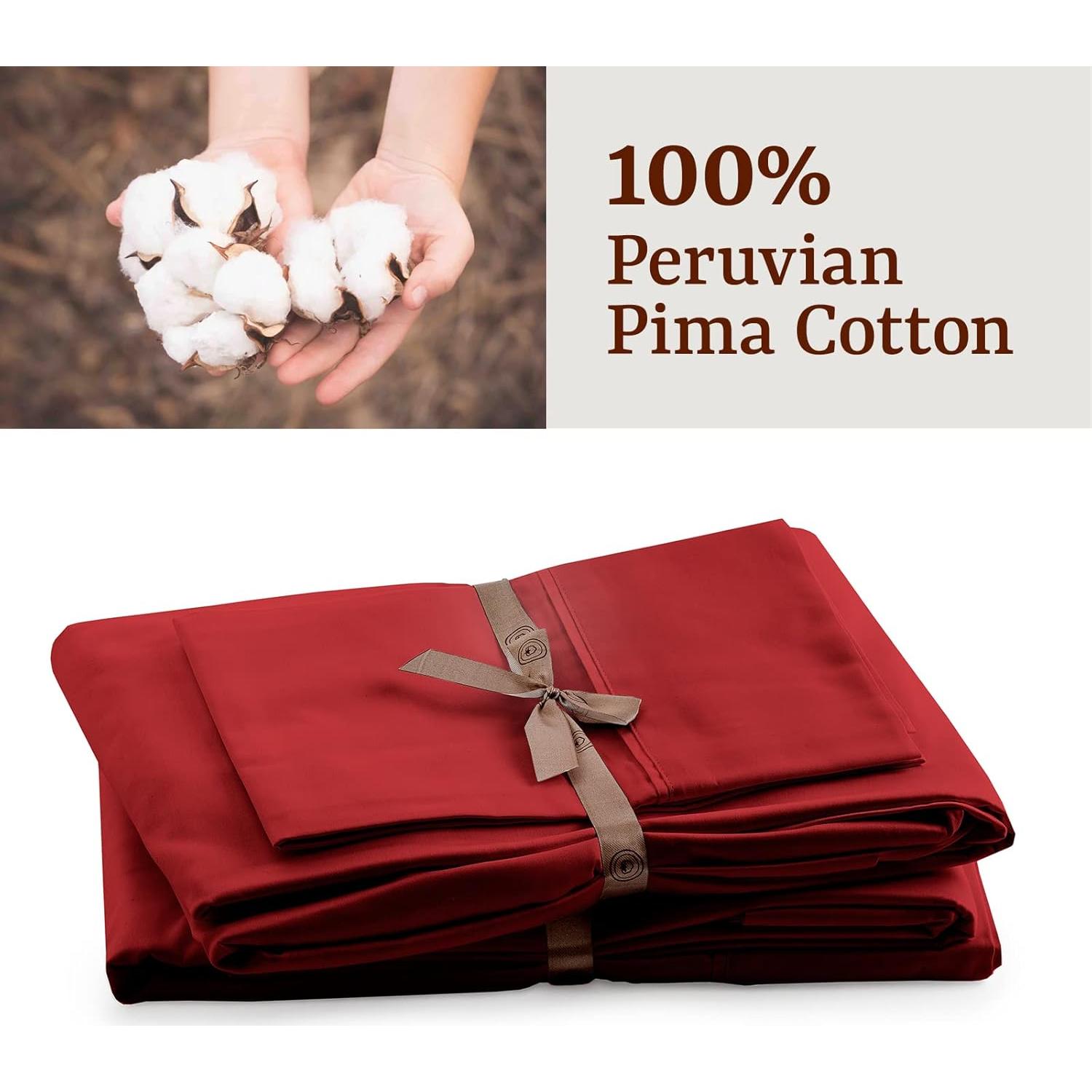 Juego de Sábanas Individual Peru Pima 3 Piezas 100% Algodón Burdeos