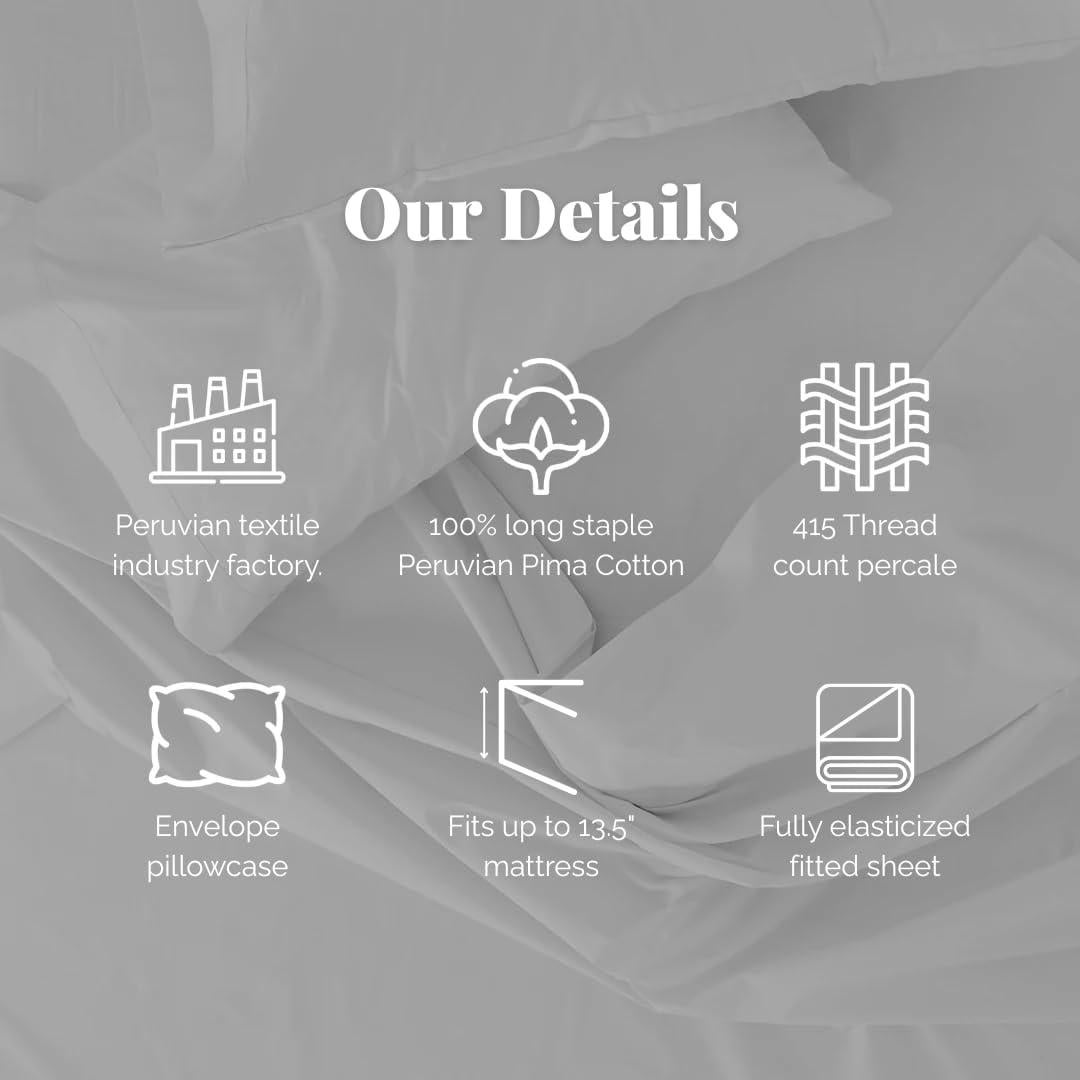 Juego de Sábanas Individual Peru Pima 3 Piezas 100% Algodón Burdeos