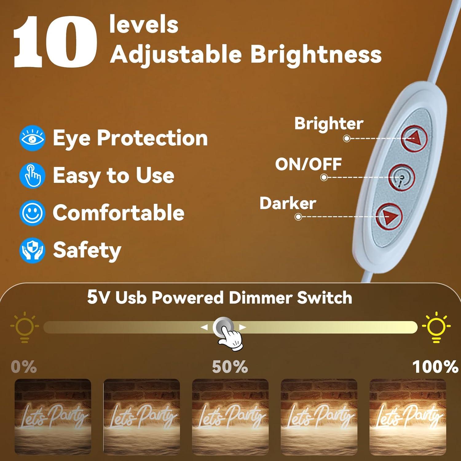 Señal de Neón LED Regulable AYwYyjCh 38.1x15.2cm Blanca Cálida