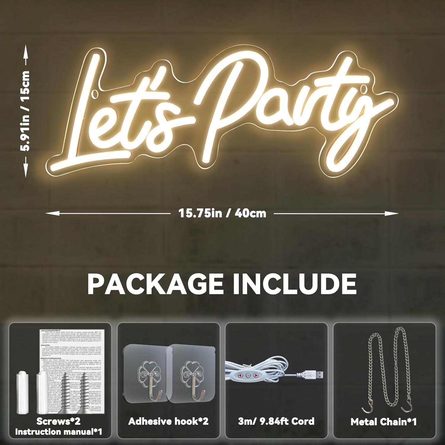 Señal de Neón LED Regulable AYwYyjCh 38.1x15.2cm Blanca Cálida