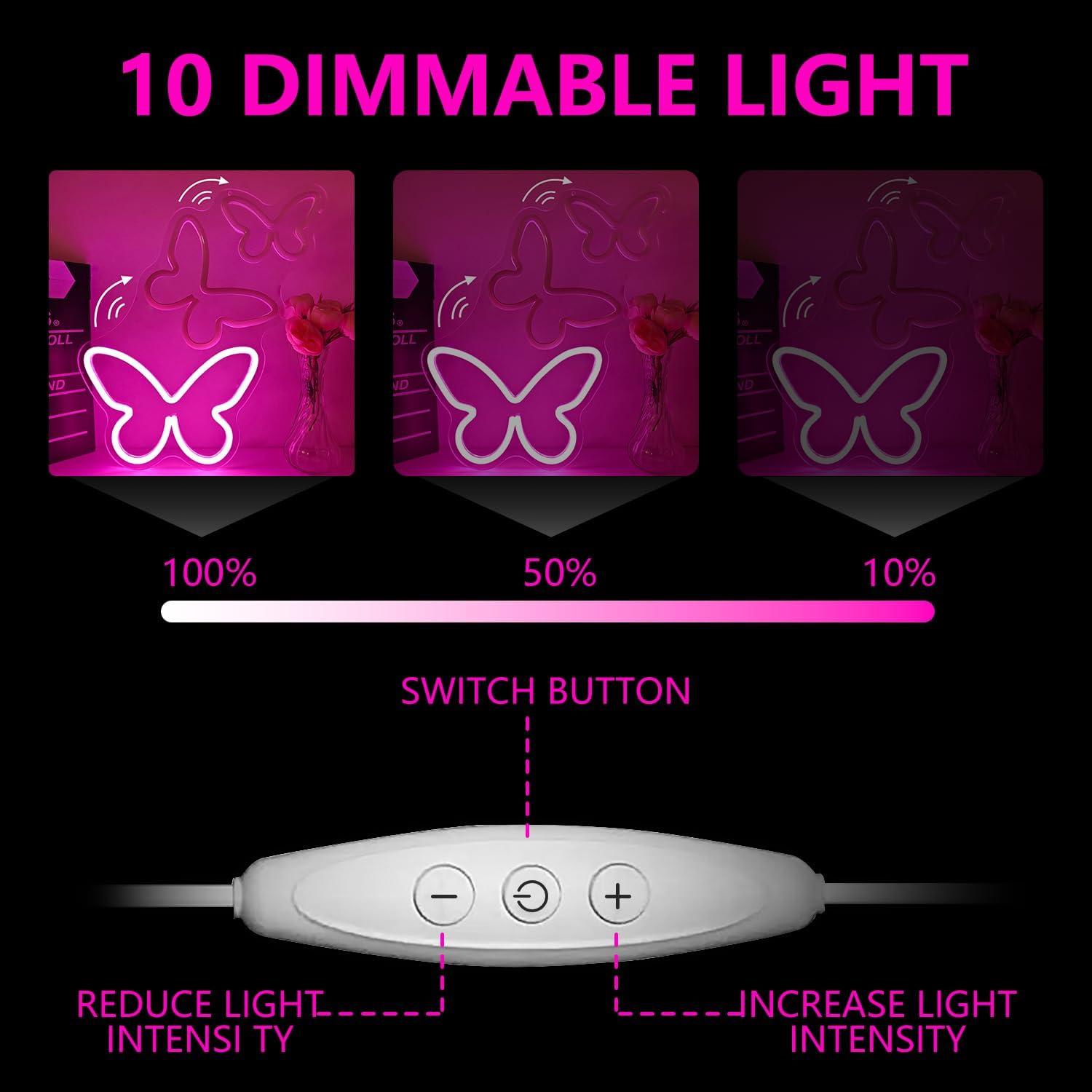 Luz de Neón Mariposa Regulable Dpaint 30x10 cm LED