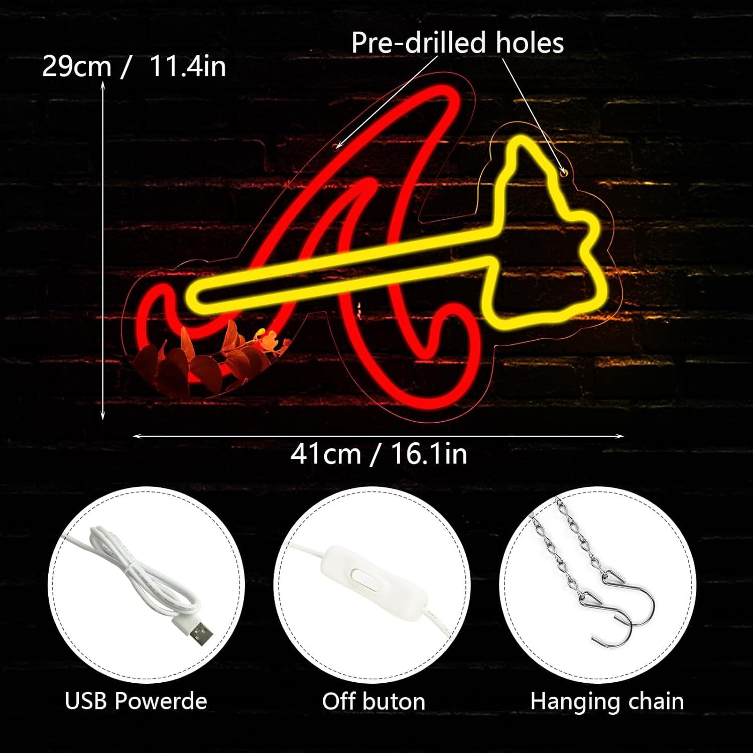 Letrero de neón Balanar Braves 40.9x29 cm para decoración