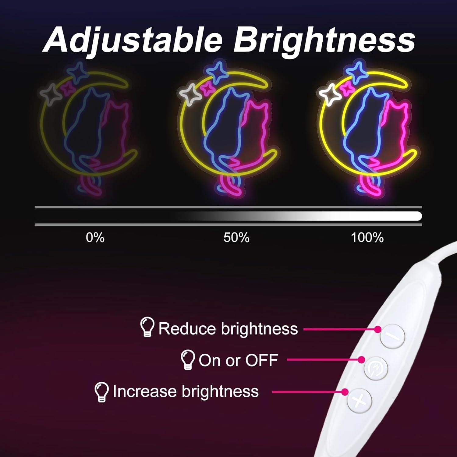 Cartel de Neón Gato Lunar Mllusxg 38x33 cm LED Decoración