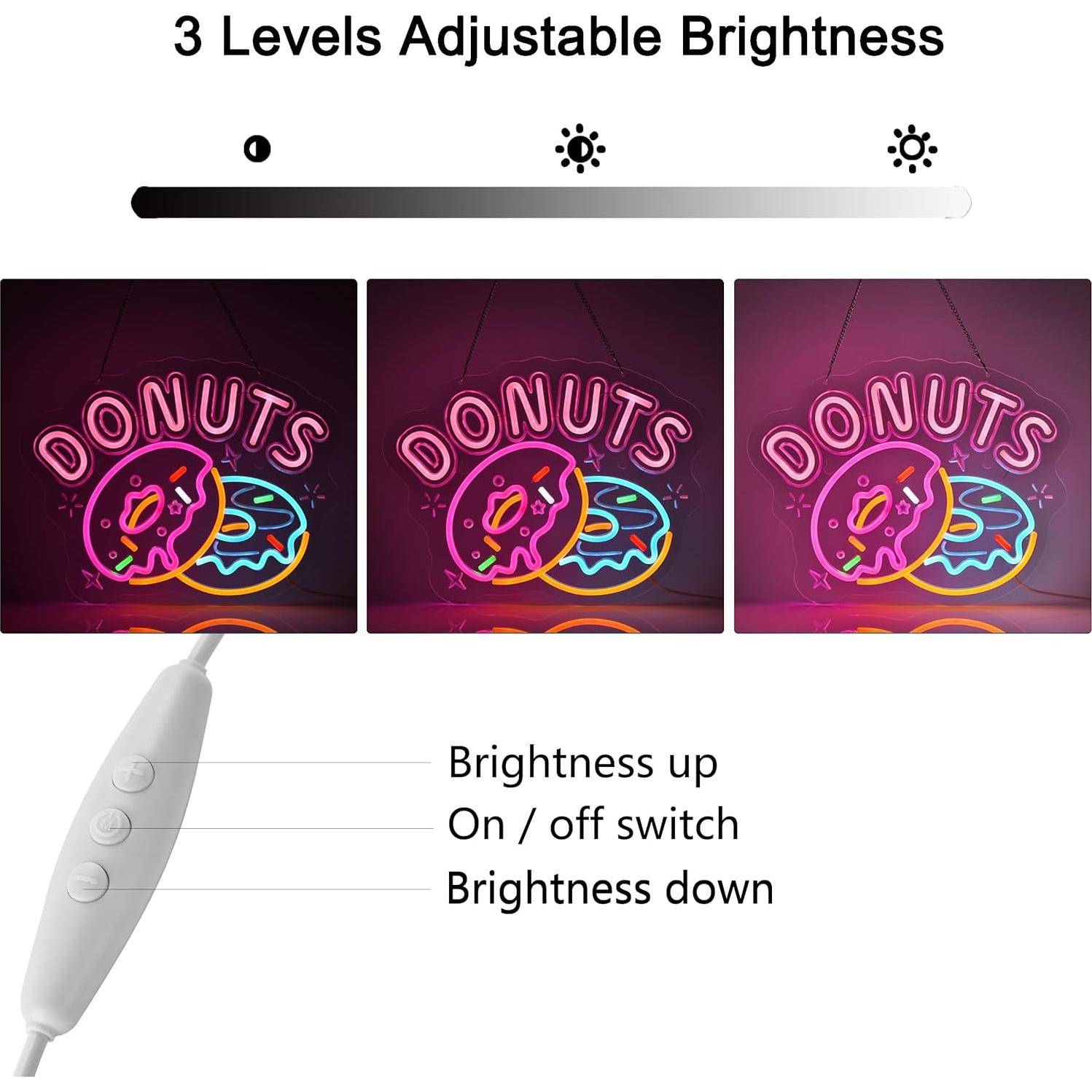 Cartel de Neon Donuts Jomobuty 40.7x32 cm USB Regulable