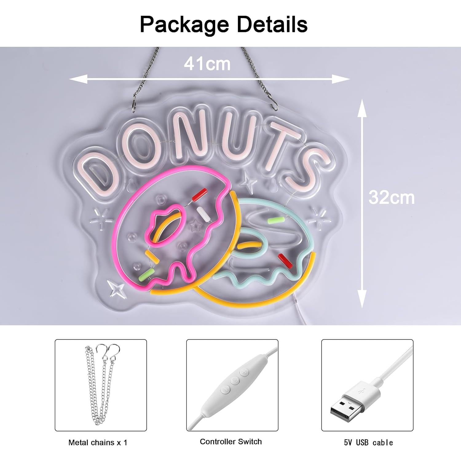 Cartel de Neon Donuts Jomobuty 40.7x32 cm USB Regulable